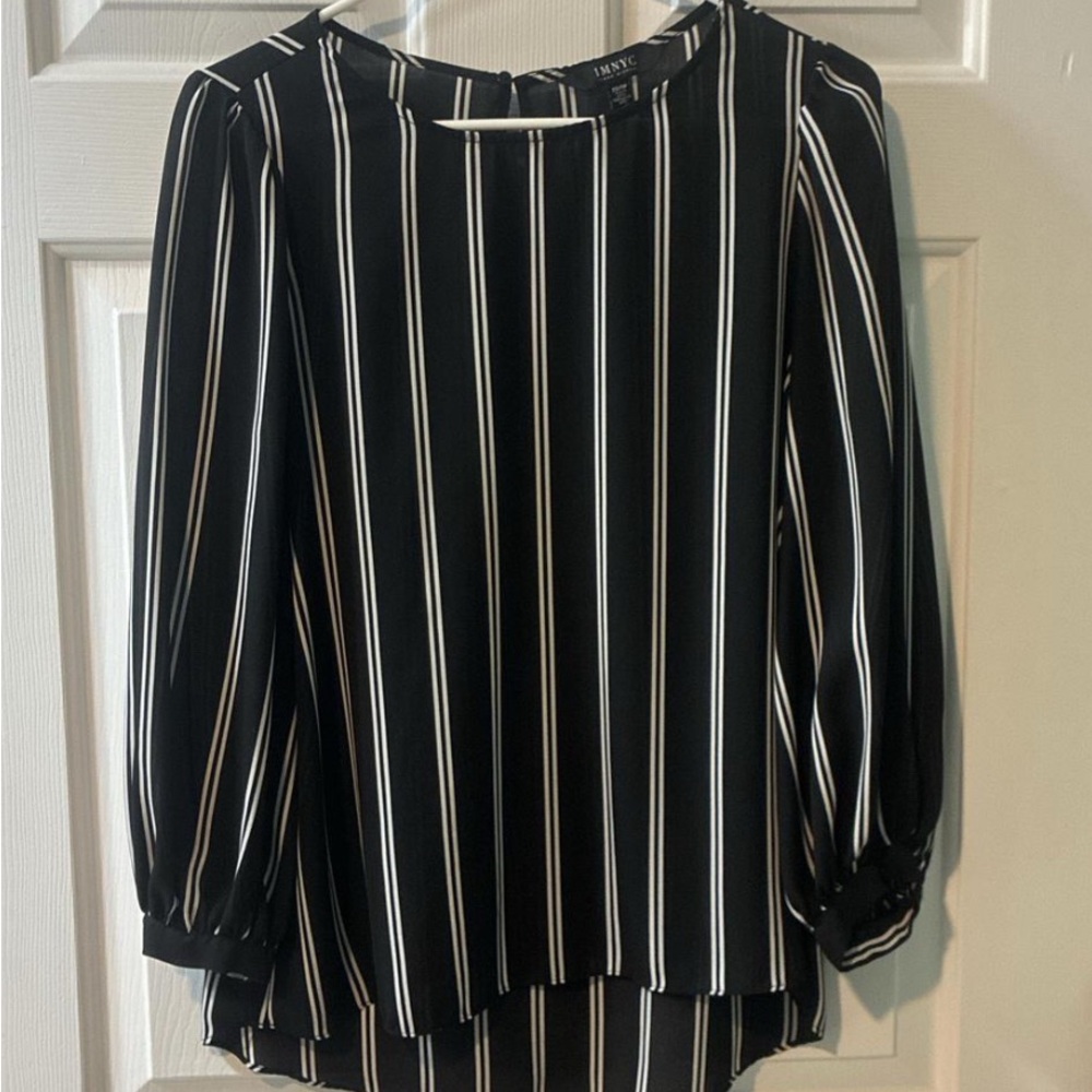 Isaac Mizrahi Black and White Striped Blouse